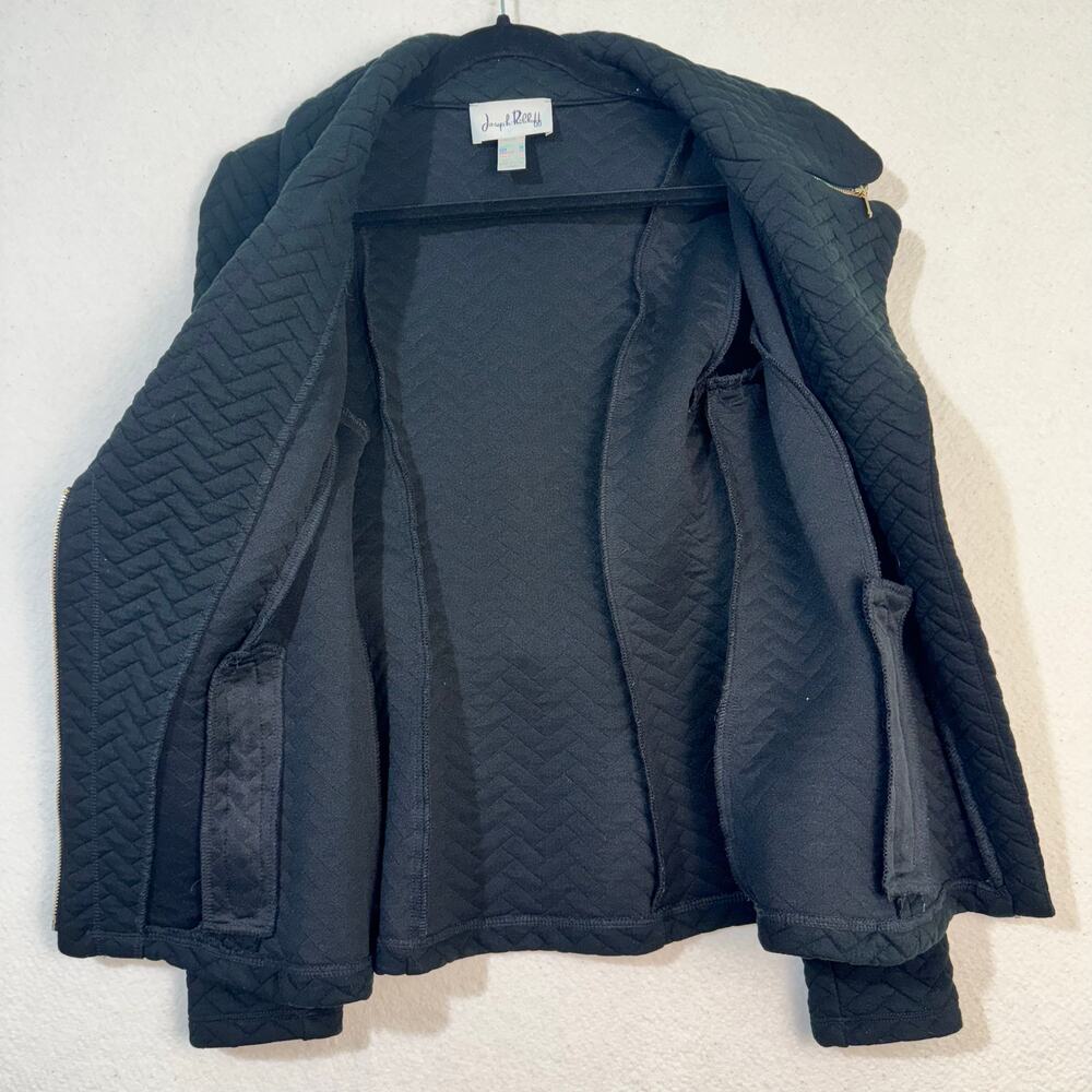 Joseph Ripkoff Black Quilted Stretch Fitted Moto Jacket Y2K Edgey Grunge Size 10 - Picture 5 of 7